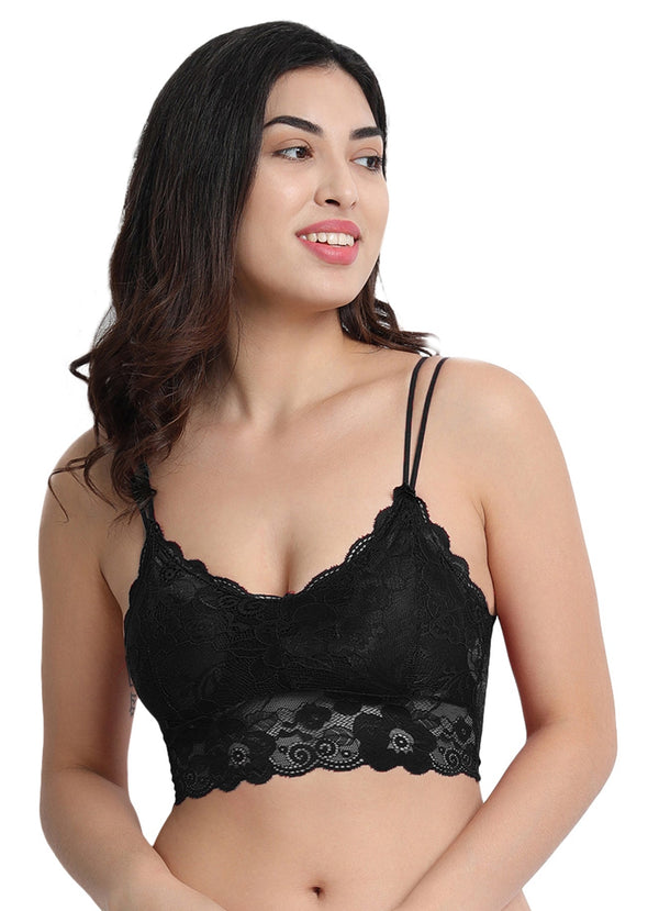 Women Bralette Lightly Padded Bra  (Black) I SFH266